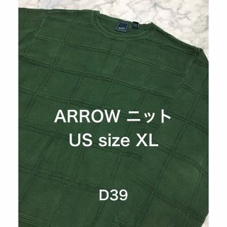 アロー Arrow 総柄 ライン入り ウールニットセーター メンズL /eaa269026