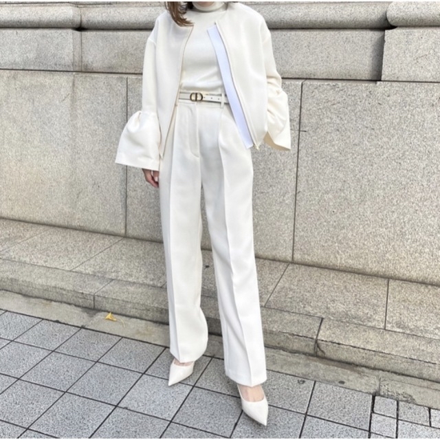 heve へイヴ タックワイドパンツ アイボリー-eastgate.mk