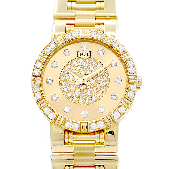 PIAGET(ピアジェ)の電池交換済 PIAGET ピアジェ ダンサー 80564 K81 ダイヤモンドベゼル 12Pダイヤ ゴールド ダイヤ文字盤 K18YG イエローゴールド レディース クォーツ 【6ヶ月保証】【腕時計】【中古】 レディースのファッション小物(腕時計)の商品写真