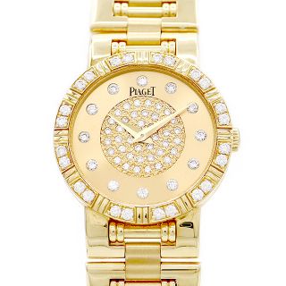 ピアジェ(PIAGET)の電池交換済 PIAGET ピアジェ ダンサー 80564 K81 ダイヤモンドベゼル 12Pダイヤ ゴールド ダイヤ文字盤 K18YG イエローゴールド レディース クォーツ 【6ヶ月保証】【腕時計】【中古】(腕時計)