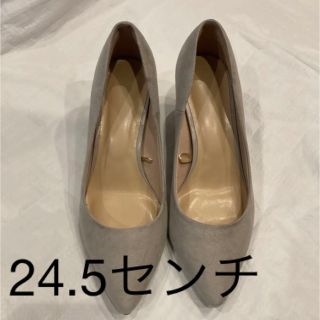 ジーユー(GU)のマシュマロフィールパンプス　スエード　グレー　24.5センチ(ハイヒール/パンプス)