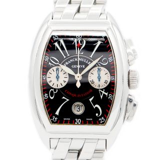 フランクミュラー(FRANCK MULLER)のFRANCK MULLER フランクミュラー コンキスタドール クロノグラフ 8005CC 黒 ブラック ギョーシェ メンズ 自動巻き【6ヶ月保証】【中古】【腕時計】(腕時計(アナログ))