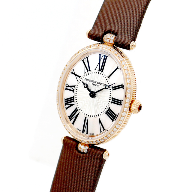 FREDERIQUE CONSTANT(フレデリックコンスタント)のほぼ新品 電池交換済 FREDERIQUE CONSTANT フレデリックコンスタント アールデコ FC-200X2V/VD9 FC-200MPW2VD9 純正ダイヤモンド ダイヤベゼル ラグダイヤ 金無垢 シルバー ホワイト シェル K18PG ピンクゴールド レディース クォーツ【6ヶ月保証】【腕時計】【中古】 レディースのファッション小物(腕時計)の商品写真