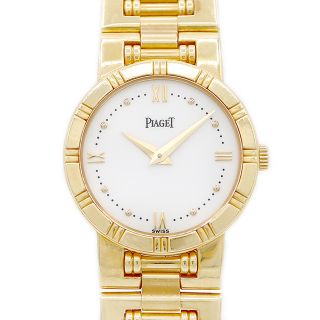 ピアジェ(PIAGET)の電池交換済 PIAGET ピアジェ ダンサー 80563 K81 金無垢 白 ホワイト K18YG イエローゴールド レディース クォーツ 【6ヶ月保証】【腕時計】【中古】(腕時計)