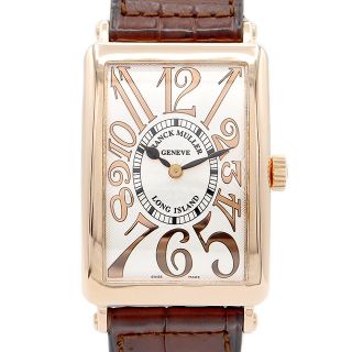 フランクミュラー(FRANCK MULLER)の電池交換済 FRANCK MULLER フランクミュラー ロングアイランド レリーフ 1002QZREL 金無垢 シルバー ギョーシェ K18PG ピンクゴールド 純正ベルト 純正K18PG尾錠 レディース クォーツ 【6ヶ月保証】【中古】【腕時計】(腕時計(アナログ))