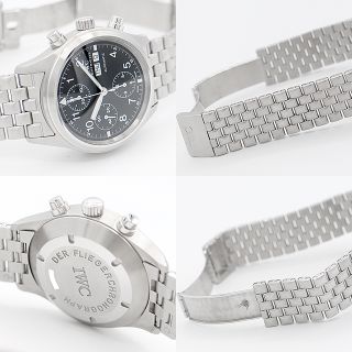 内部点検済 IWC インターナショナルウォッチカンパニー メカニカル フリーガー クロノグラフ IW370607 デイデイト 黒 ブラック SS ステンレス メンズ 自動巻き【6ヶ月保証】【腕時計】