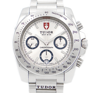 チュードル(Tudor)のTUDOR チュードル チューダー スポーツ クロノグラフ 20300 デイト シルバー SS ステンレス 自動巻き 【6ヶ月保証】【腕時計】【中古】(腕時計(アナログ))