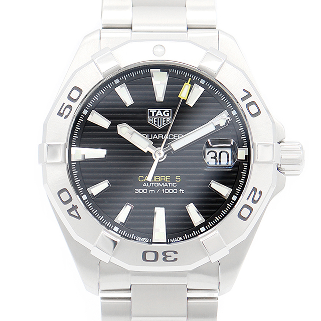 TAG Heuer タグホイヤー アクアレーサー キャリバー5 WBD2110 BA0928 デイト 300m防水 黒 ブラック SS ステンレス メンズ 自動巻き【6ヶ月保証】【腕時計】