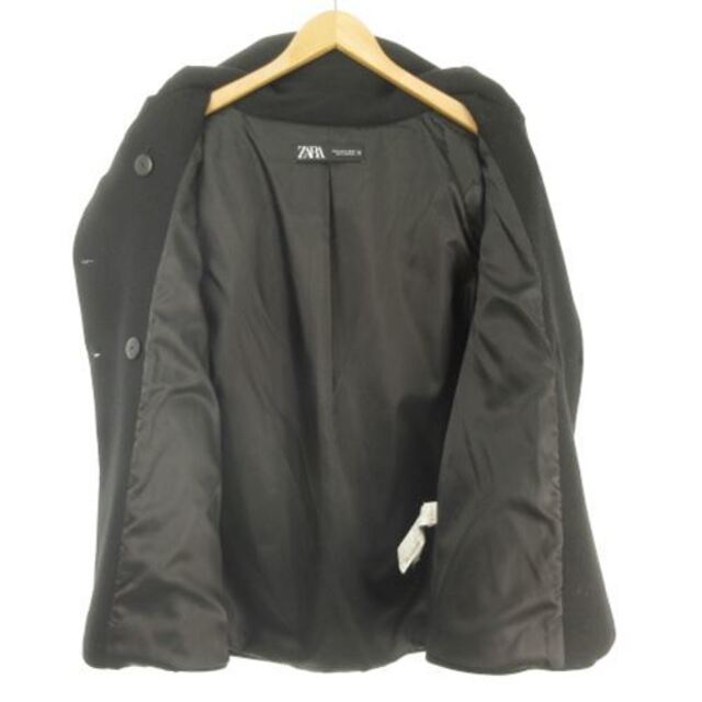 ZARA(ザラ)のザラ ZARA ピーコート ウール混 金ボタン ビッグショールカラー 黒  レディースのジャケット/アウター(ピーコート)の商品写真
