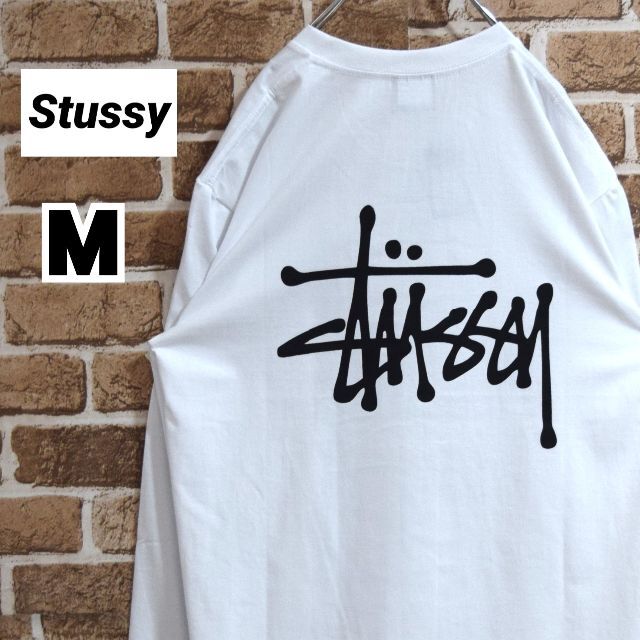 《ステューシー》正規・新品タグ　ビッグロゴ　ホワイト　M　ロングTシャツ