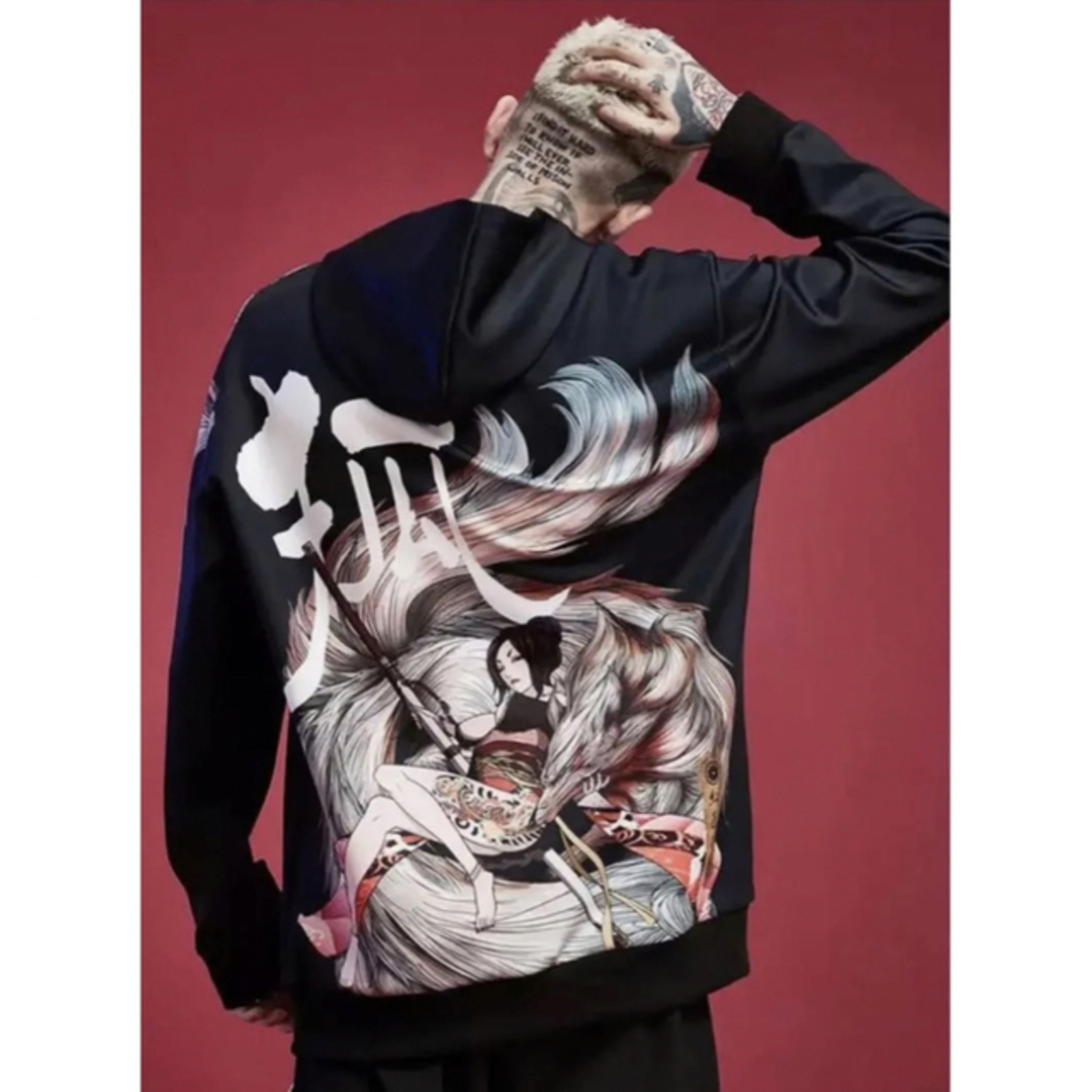 【美品】HOMIE&HOMME メンズ バックプリント パーカー ブラック メンズのトップス(パーカー)の商品写真