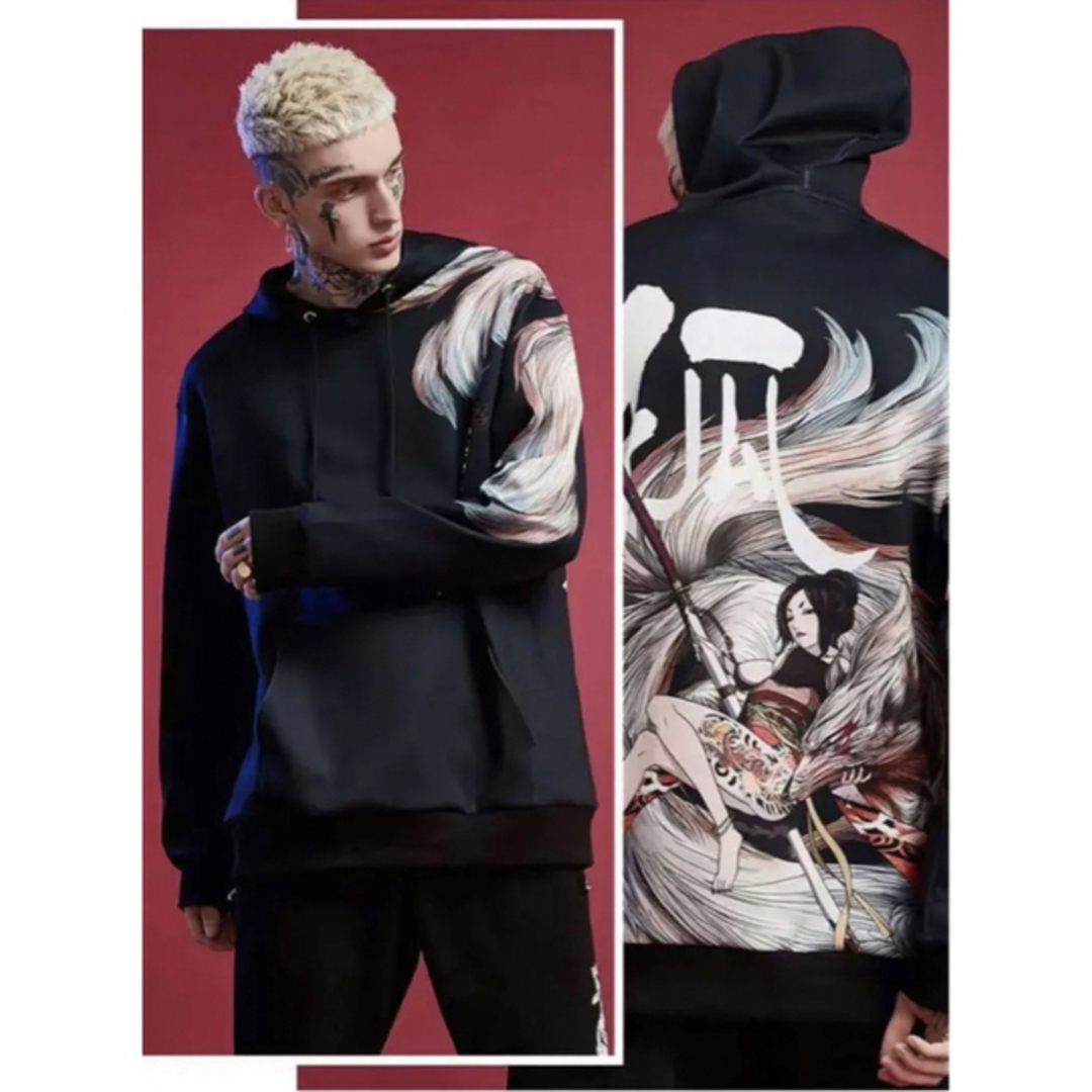 【美品】HOMIE&HOMME メンズ バックプリント パーカー ブラック メンズのトップス(パーカー)の商品写真