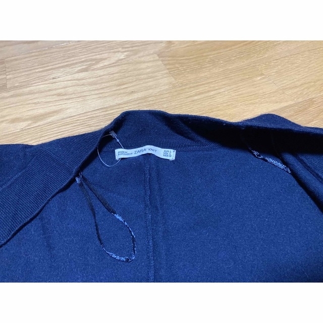 ZARA(ザラ)のかやさま専用7分袖カーディ　ネイビー藍色　L size 羽織 レディースのトップス(カーディガン)の商品写真