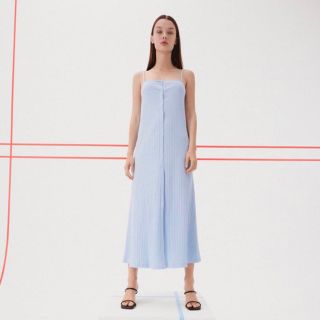 ザラ(ZARA)のZARA♡ライトブルー ボタン付キャミソールワンピース(ロングワンピース/マキシワンピース)