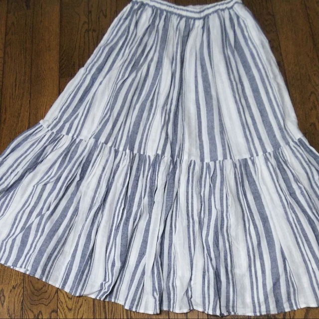 niko and...(ニコアンド)のロングスカート・スカート・白×ブルー（インディゴ）・柔らかコットン・ニコアンド レディースのスカート(ロングスカート)の商品写真