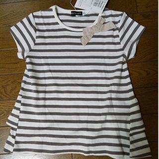 ベベ(BeBe)のBeBe☆べべ☆ボーダーTシャツ☆120☆リボン☆フリル☆定価6490円(Tシャツ/カットソー)