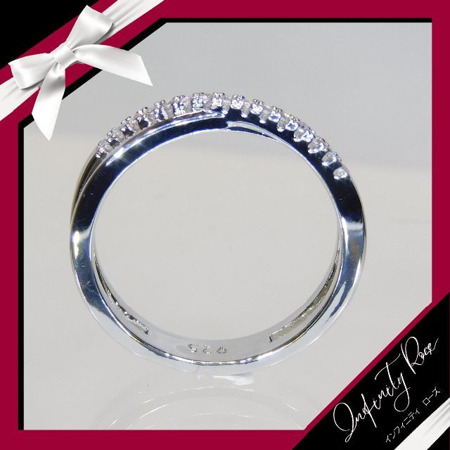 （1108）19号　シルバー豪華エンゲージリングクロス高級デザインリング　指輪 レディースのアクセサリー(リング(指輪))の商品写真