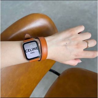 アップルウォッチ(Apple Watch)の【本革】Apple Watchバンド　オレンジ　二重巻き(腕時計)