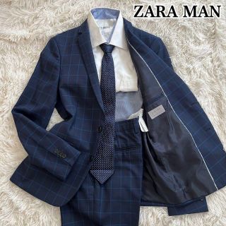 ザラ(ZARA)の【美品】ZARA  ザラ　スーツセットアップ　ウィンドウペンチェック　ネイビー(セットアップ)