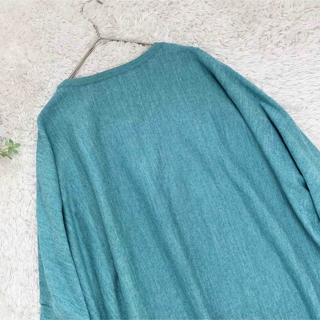 ビアズリー 麻混 ビッグ ニット リネン ドルマンスリーブ オーバーサイズ 青緑 【爆買い!】 上質ウールブレンド ニット BEARDSLEY グリーン