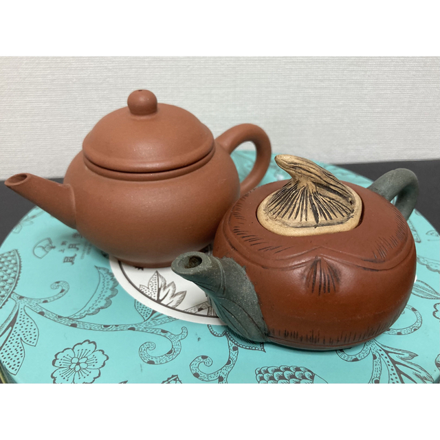 キッチン/食器中国宜興紫砂 ミニ急須 朱泥  煎茶道具三色水栗壺馬蹄