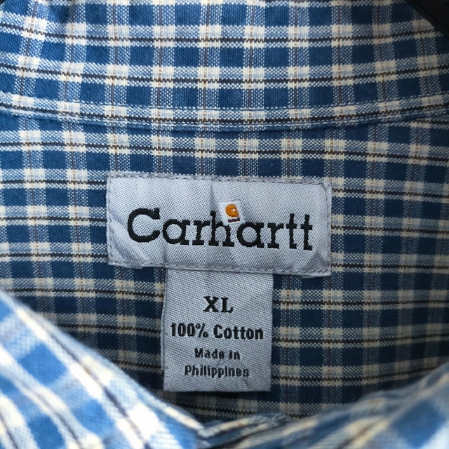 Carhartt　カーハート　胸ポケット　チェックシャツ　　ブルー　XL