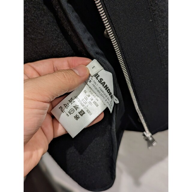 Jil Sander(ジルサンダー)のJIL SANDER ジルサンダー ブラック パーカー コート メンズのジャケット/アウター(ダッフルコート)の商品写真