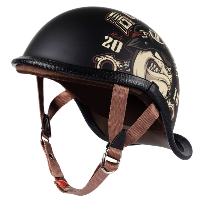 黒半キャップハーフヘルメット 半帽子原付ヘルメットハーレーヘルメットダックテール