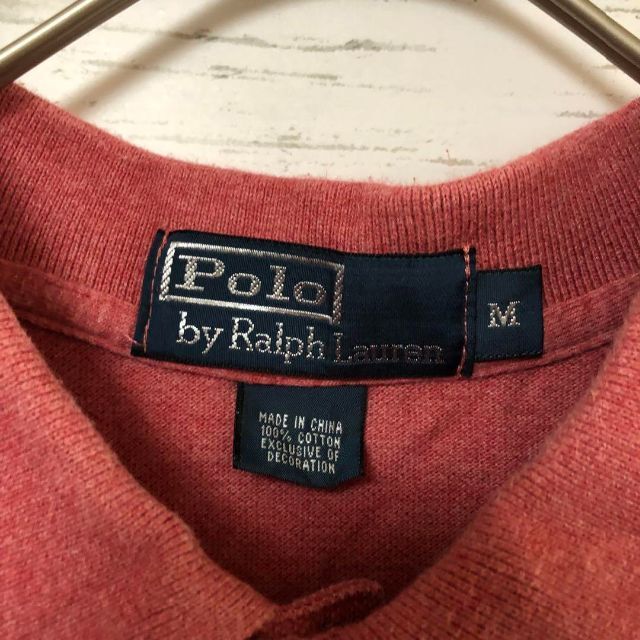 POLO RALPH LAUREN(ポロラルフローレン)のポロバイラルフローレン 半袖ポロシャツ メンズM 刺繍ロゴ 鹿の子 ピンク メンズのトップス(ポロシャツ)の商品写真