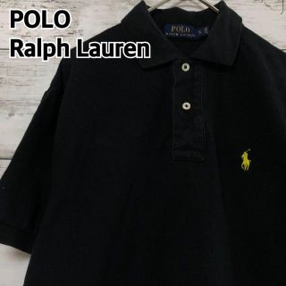 ポロラルフローレン(POLO RALPH LAUREN)のポロラルフローレン 半袖ポロシャツ メンズS 刺繍ロゴ 鹿の子 無地 ブラック(ポロシャツ)