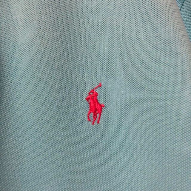 ポロバイラルフローレン 半袖ポロシャツ メンズM 刺繍ロゴ スカイブルー 鹿子