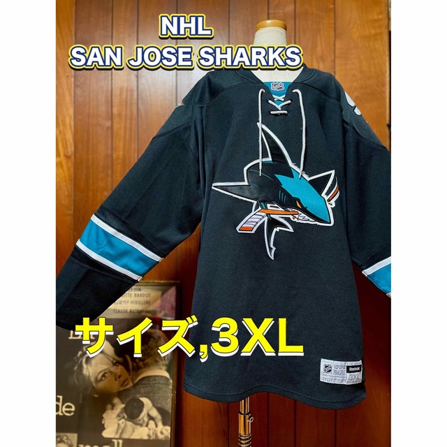 Reebok (NHL)SAN JOSE SHARKS ホッケー　ゲームシャツ