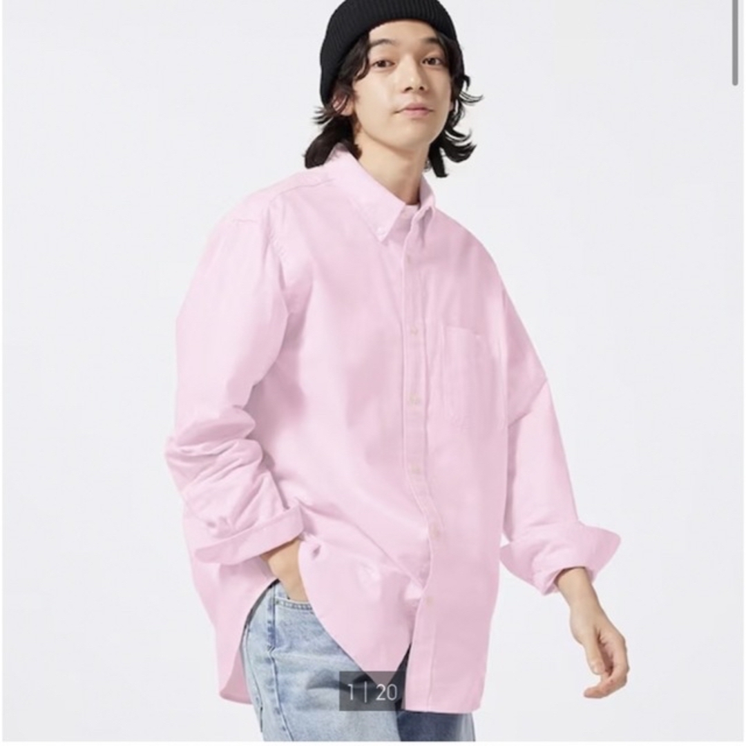GU(ジーユー)のGU ジーユー オックスフォードシャツ長袖 ピンク レディースのトップス(Tシャツ(長袖/七分))の商品写真