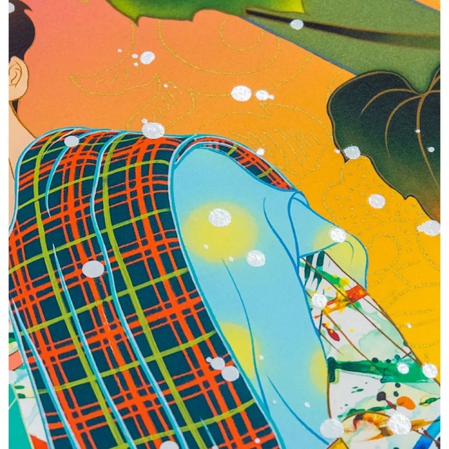 フラワーB ブルーグレイ 特価(額装)松山智一 Perfect All Alone