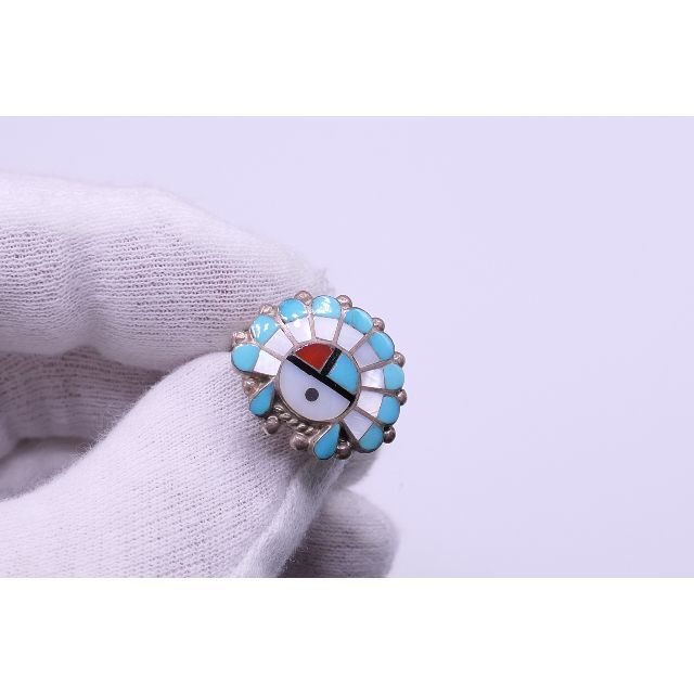 美品 9号 ズニ サンフェイス インレイ ターコイズ シェル リング 指輪の通販 by accessory shop|ラクマ