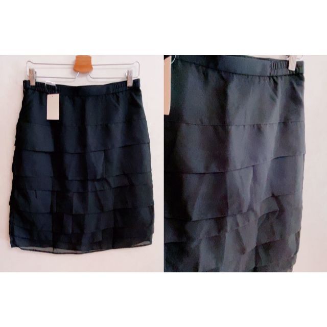 KN397＊L ティアードスカート クロ レディースのスカート(ひざ丈スカート)の商品写真