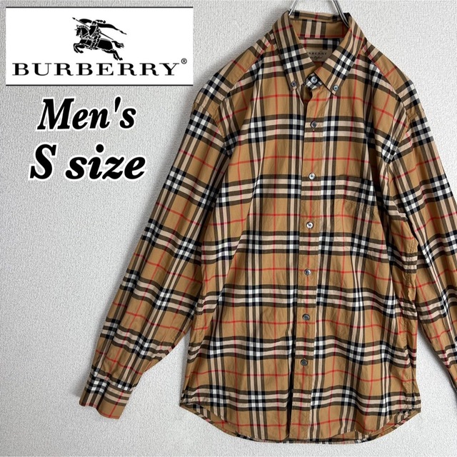 ☆美品☆BURBERRY☆バーバリー☆ノバチェック シャツ☆キャメル☆1☆S☆-