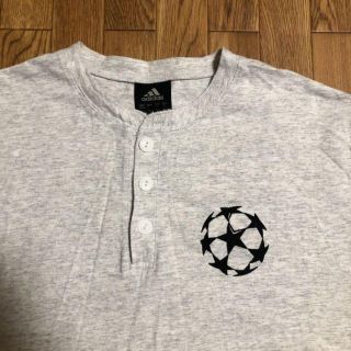 アディダス(adidas)のadidas ヘンリーネックシャツ グレー 霜降り L UEFA(Tシャツ/カットソー(半袖/袖なし))