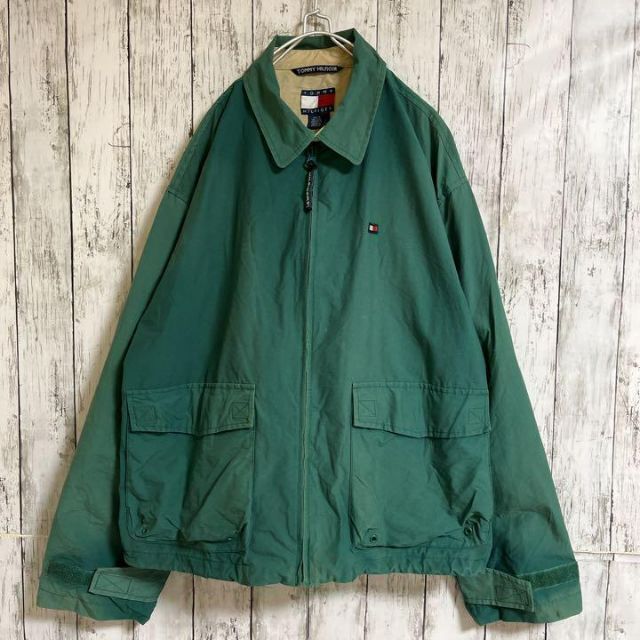 90's トミーヒルフィガー ナイロンジャケット  XL 緑 スイングトップ