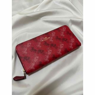 コーチ(COACH)の【美品】COACH コーチ　長財布　馬車柄　レッド　F87926(財布)