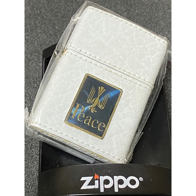 zippo ピース 白本革 限定品 Peace メタル 希少モデル 2007年製