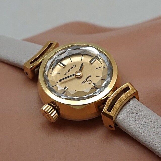 OH済 1969年製 オメガ ジュネーブ カットガラス レディース 手巻き極美品腕時計