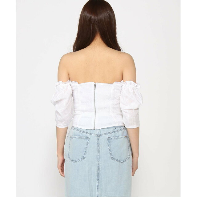 GUESS(ゲス)の【ホワイト(G011)】(W)Tella Corset Top レディースのトップス(シャツ/ブラウス(長袖/七分))の商品写真