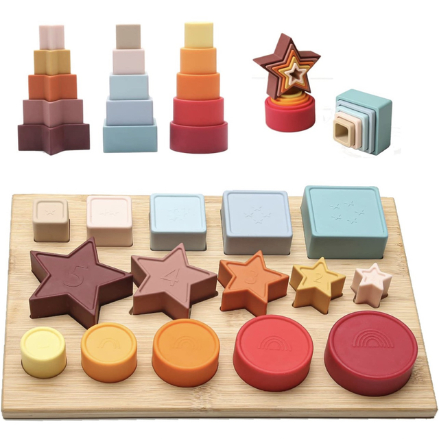 積み木 立体パズル コップがさね おもちゃ モンテッソーリ 知育玩具 プレゼント