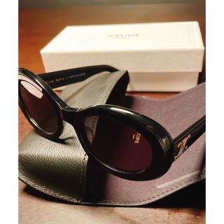 サングラス セリーヌ ネイビー ゴールド キャットアイ 青 金 メタル