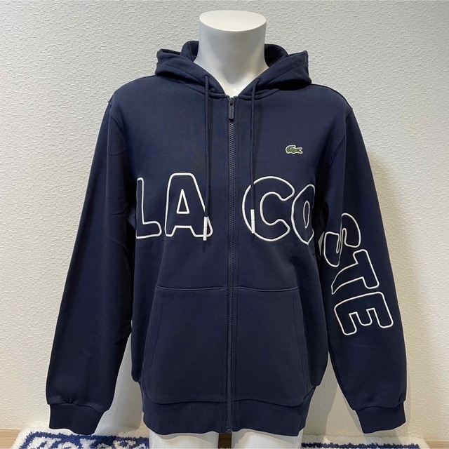 4-M新品LACOSTEラコステビッグロゴジップパーカー裏毛パイルスウェットワニ