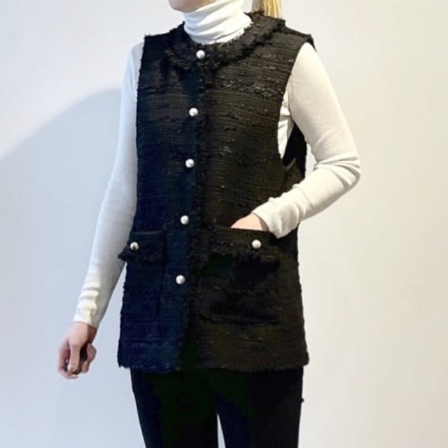 Apuweiser-riche - 新品 PICCIN パールボタンツイードジレの通販 by sa
