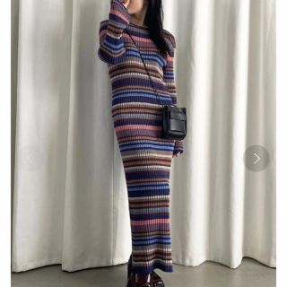 アメリヴィンテージ(Ameri VINTAGE)のアメリヴィンテージ MULTI BORDER KNIT DRESS(ロングワンピース/マキシワンピース)