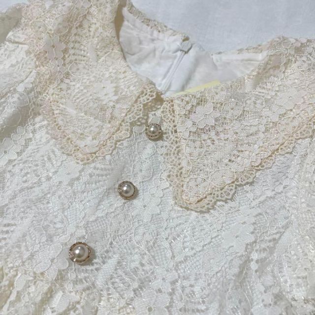 かわいい♡襟付き 刺繍 花柄 長袖 ワンピース 発表会 女の子 白 の