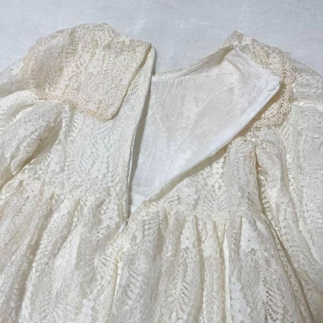 ワンピース ❤️ 花柄 長袖 襟付き ホワイト 入学式